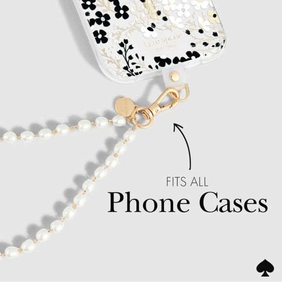 kate spade White and Gold Phone Case Strap in Sea Pearl - Picture 3 of 6